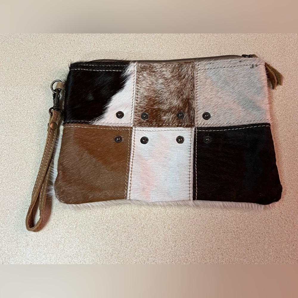 Cute Myra Bag , multi hide , new never used great for a wristlet or make up bag